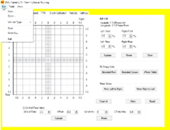 Software interface for chassis tuning with a yellow border